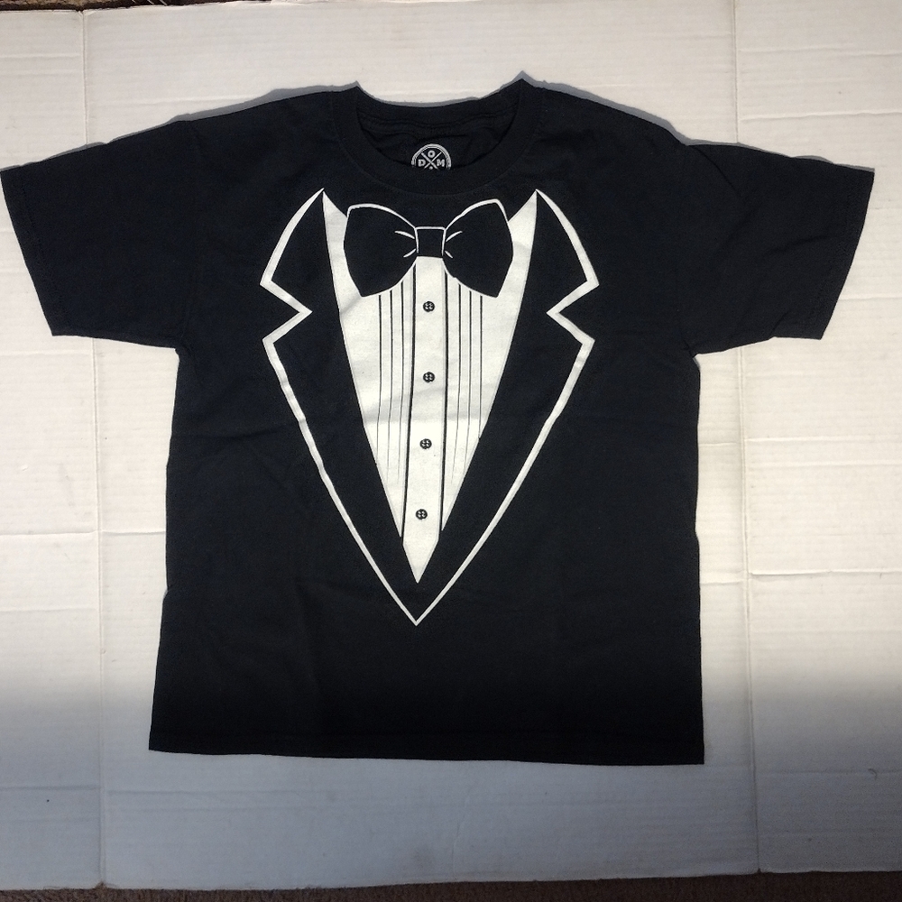 COPY - Vintage Boys DOM Black White Tuxedo Top Tee Shirt Size M/M(8)